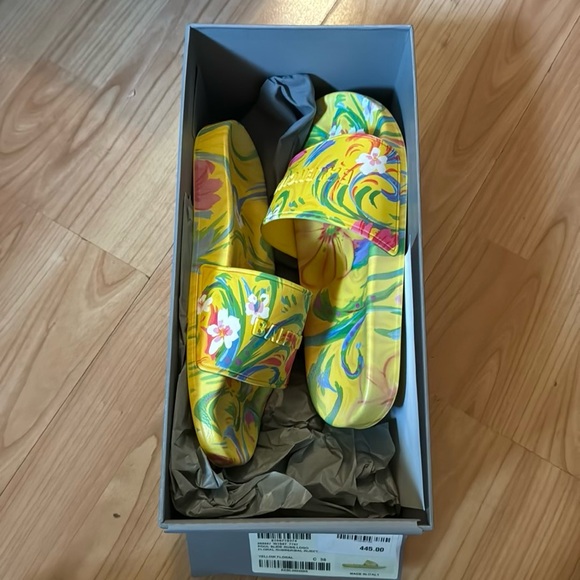 🔥💐AUTHENTIC YELLOW BALENCIAGA FLORAL SLIDES 🛝 SIZE 38 - Picture 3 of 9